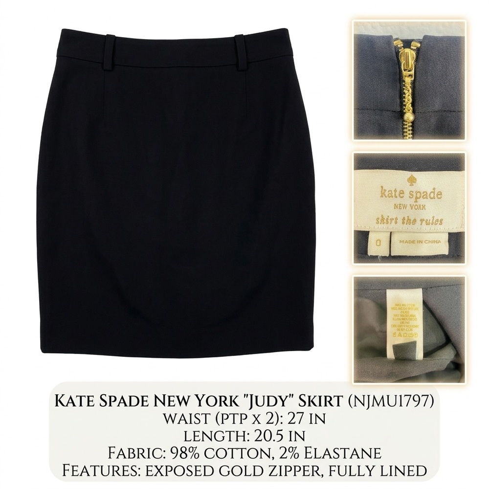 Kate Spade Black Judy "Skirt the Rules" Mini‎ Pencil Skirt - Size 0